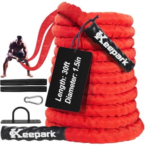 Battle Ropes for Home Gym, Exercise Rope 1.5 Inch Diameter 30FT Length Battle Ropes