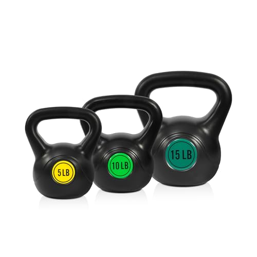 Kettlebell Sets 4 Piece Strength Training Kettlebells Weight Set 5lb, 10lb, 15lb, 20lb Kettlebells