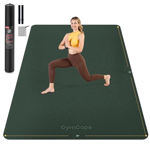 Extra Large Yoga Mat - 72"x35", 72"x48", 78"x57" - Wide TPE Exercise Mat for Home, Stretching, Couples & Family Workouts - 6-12mm Thick, Non-Slip & Waterproof - with Carry Bag and Straps