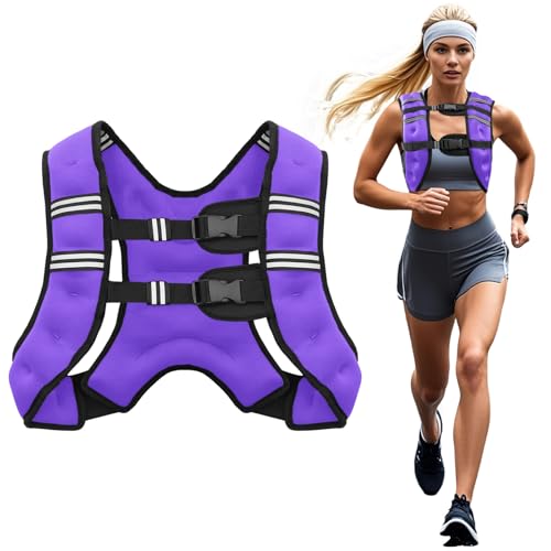 Weighted Vest, 6lb/8lb/12lb/16lb/20lb/25lb/30lb Weight Vest for Men Women, Body Weight Vests Adjustable with Reflective Stripe for Strength Training, Running, Training Workout, Jogging, Walking