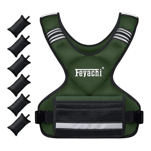 Feyachi Adjustable Weighted Vest - 3-12 lbs/12-20 lbs/20-32 lbs X Type Weight Vest with Reflective Stripe Ideal for Running Workout and Training