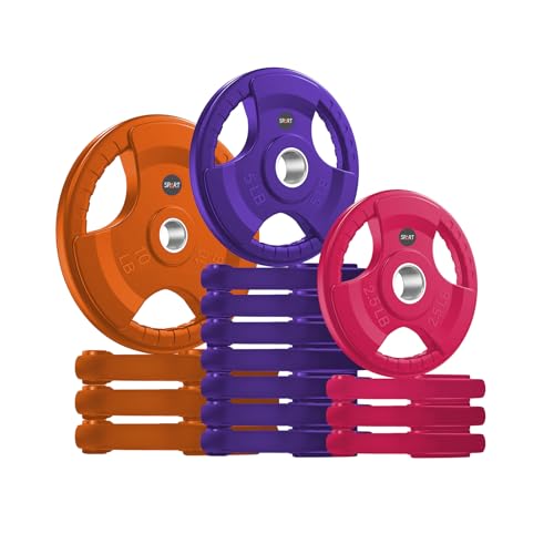 SPART 2-Inch Color Rubber Coated Olympic Grip Plate in Pairs or Single for Strength Training, Weightlifting and Bodybuilding, Solid Cast Iron Weight Plates for Barbell, 2.5LB/5LB/10LB/25LB/35LB/45LB, Two Years Warranty