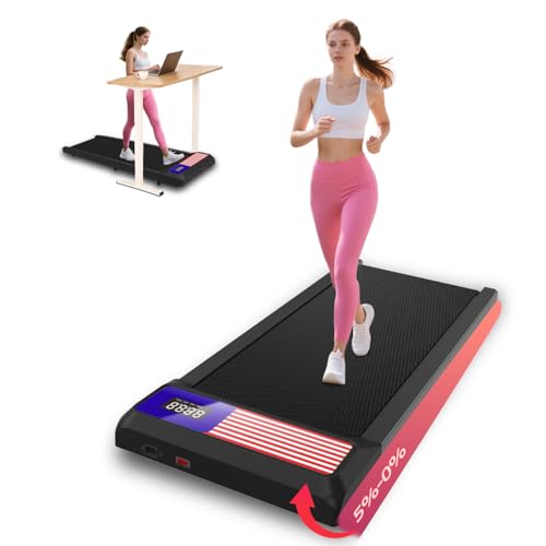 Walking Treadmill Pad, Under Desk Walking Mat with Incline for Home and Office, 2.5HP Low Noise Treadmill with Remote Control, Compact Design Walking Jogging Running Machine