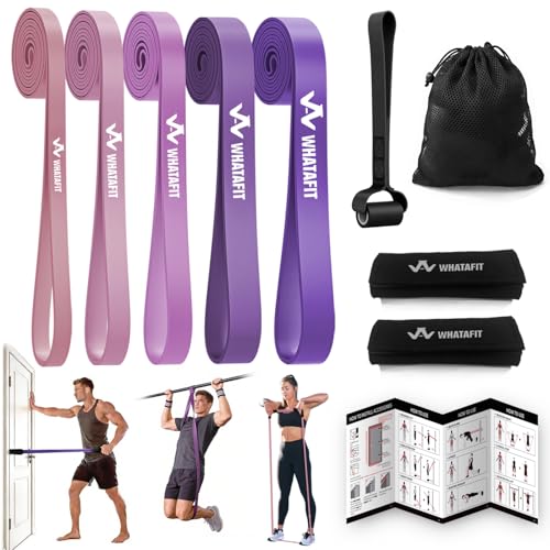 WHATAFIT Resistance Bands, Pull Up Assistance Bands, Exercise Bands, Workout Bands Set for Men and Women Home Fitness, Body Stretching, Strength Training, Physical Therapy