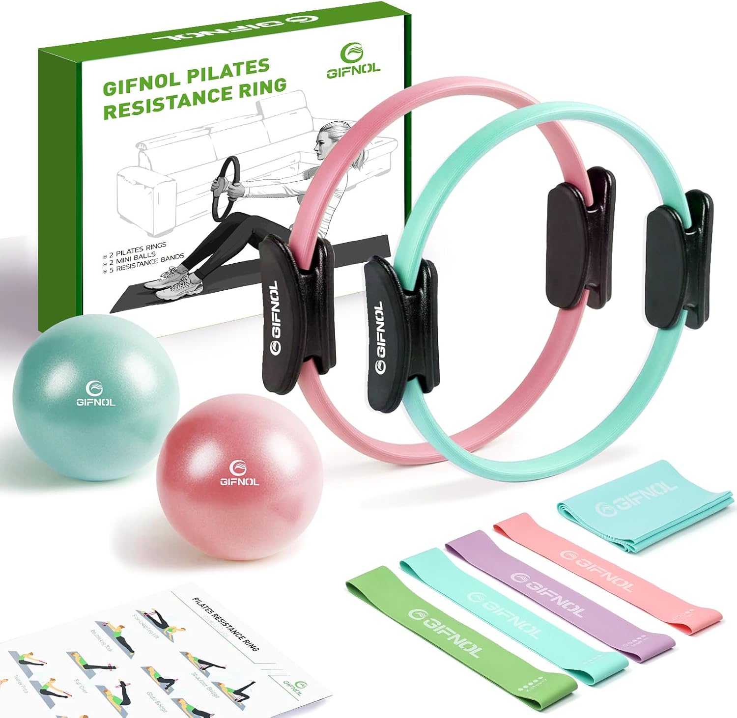 Pilates Ring and Ball Set with Resistance Bands