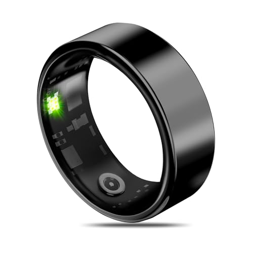 Smart Health Ring for Women Men Fitness Tracker with Heart Rate, Blood Oxygen, Blood Pressure, Sleep Monitoring, Step Counting, IP68 Waterproof for iPhone and Android, No APP Fee, Black 8#