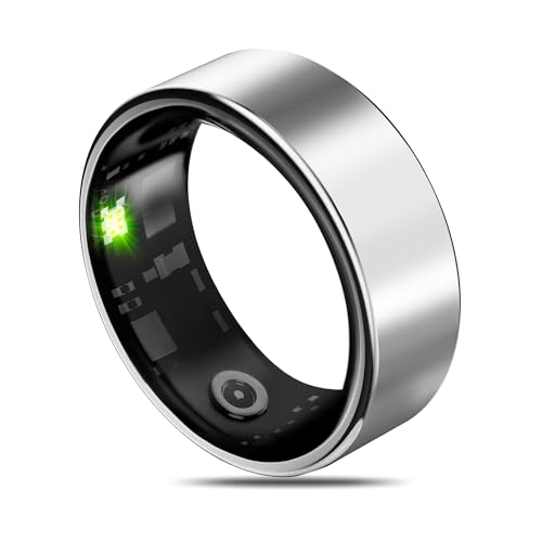 Smart Health Ring for Women Men Fitness Tracker with Heart Rate, Blood Oxygen, Blood Pressure, Sleep Monitoring, Step Counting, IP68 Waterproof for iPhone and Android, No Subscription Fee, Silver #7