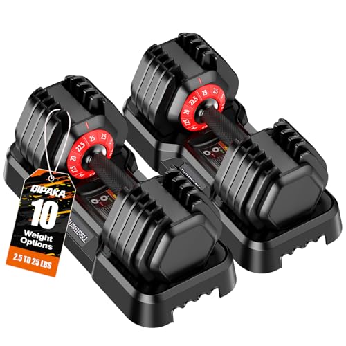 25/52.5/55LBS Adjustable Dumbbells Set with Anti-Slip Handle, Fast Adjust Weight Dumbbells Set with Dual Safety Locking System, Versatile Weights Set for Women & Men Full Body Workout Fitness, Compact Size Space Saving for home gym