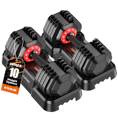 25/52.5/55LBS Adjustable Dumbbells Set with Anti-Slip Handle, Fast Adjust Weight Dumbbells Set with Dual Safety Locking System, Versatile Weights Set for Women & Men Full Body Workout Fitness, Compact Size Space Saving for home gym