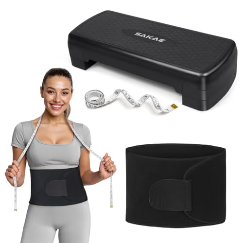 Adjustable Height Aerobic Stepper Set, Multiple Bundle Options with Dumbbells, Kettlebell, Waist Trimmer, Ankle Weights or Weighted Vest, Workout Exercise Step Platform w/Level Risers, 4 Colors