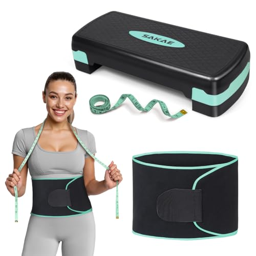 Adjustable Height Aerobic Stepper Set, Multiple Bundle Options with Dumbbells, Kettlebell, Waist Trimmer, Ankle Weights or Weighted Vest, Workout Exercise Step Platform w/Level Risers, 4 Colors