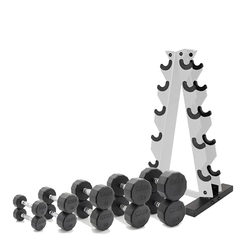 CAP Barbell 150 LB Coated Hex Dumbbell Set w/ Vertical Rack