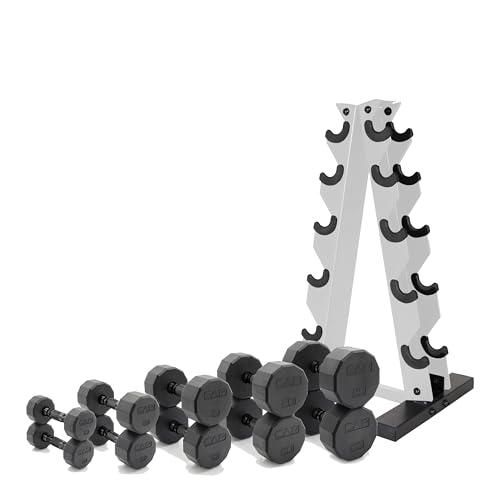 CAP Barbell 150 LB Coated Hex Dumbbell Set w/ Vertical Rack