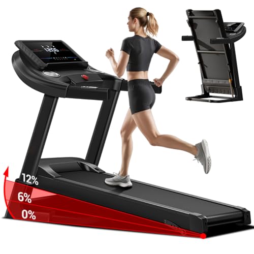 CURSOR FITNESS Home Folding Treadmill with Pulse Sensor, 2.5 HP Quiet Brushless, 7.5 MPH, 265 LBS Capacity
