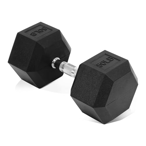 Hex Dumbbells Rubber Coated Hand Weights for Exercises and Fitness Home Gym, Single