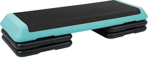 Fitvids Step Aerobic Platform, Exercise Step with 5 levels Adjustable Height, 4 Stackable Risers, Fitness Training Workout Stepper for Home Gym, Cardio Strength, Multiple Options