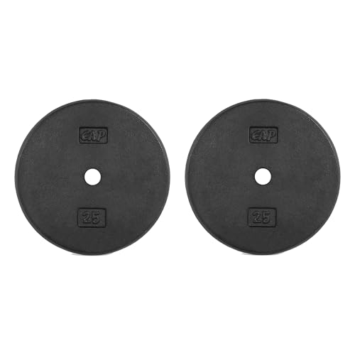 CAP Barbell Standard 1-Inch Cast Iron Weight Plates - Singles & Sets | 1.25-50 lbs | Multiple Options