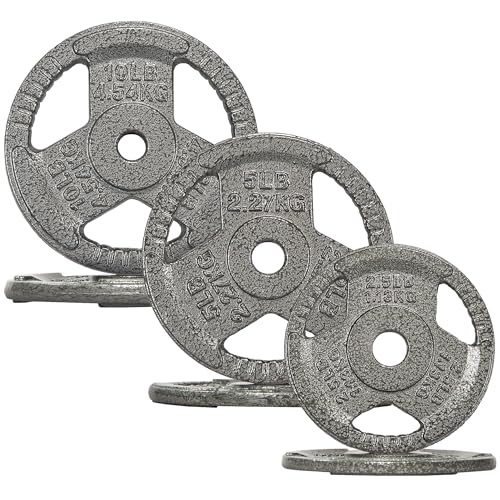 Standard Cast Iron 1-Inch Weight Plate Sets for Strength Training & Weightlifting, Multiple Options