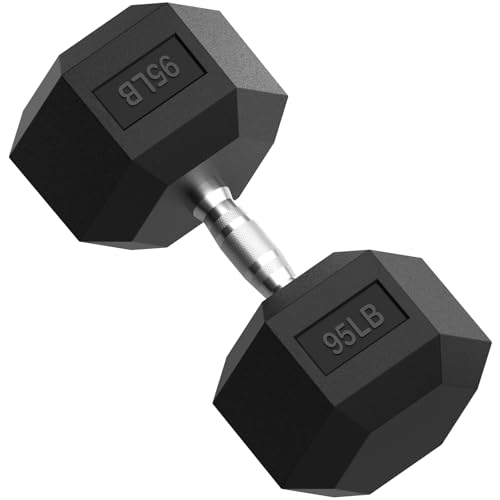 PAPABABE HEX Dumbbell Set 2.5-125lb, Rubber Encased Home Gym Dumbbells