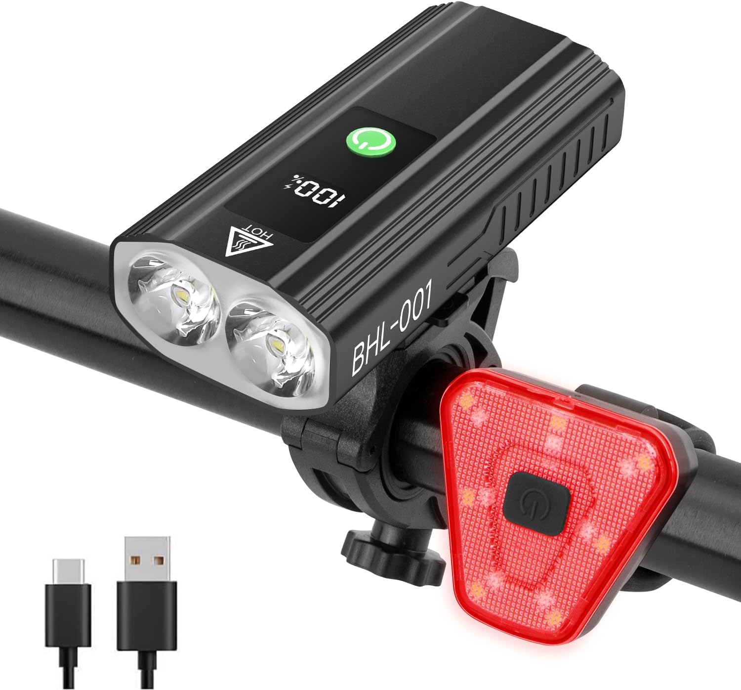 Super Bright Bike Lights for Night Riding, 5+5 Modes USB C Rechargeable LED Bicycle Light Front and Rear, 2000 Lumens Headlight and Back Tail Light Set for Road Mountain Urban Cycling